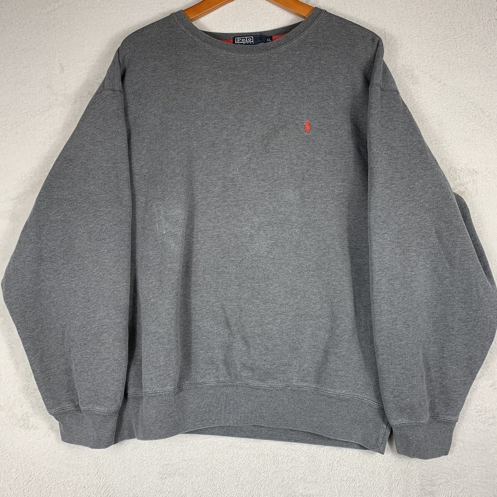VTG Polo Ralph Lauren Sweatshirt Mens XL Dark Gray Oversized Made In USA 90s